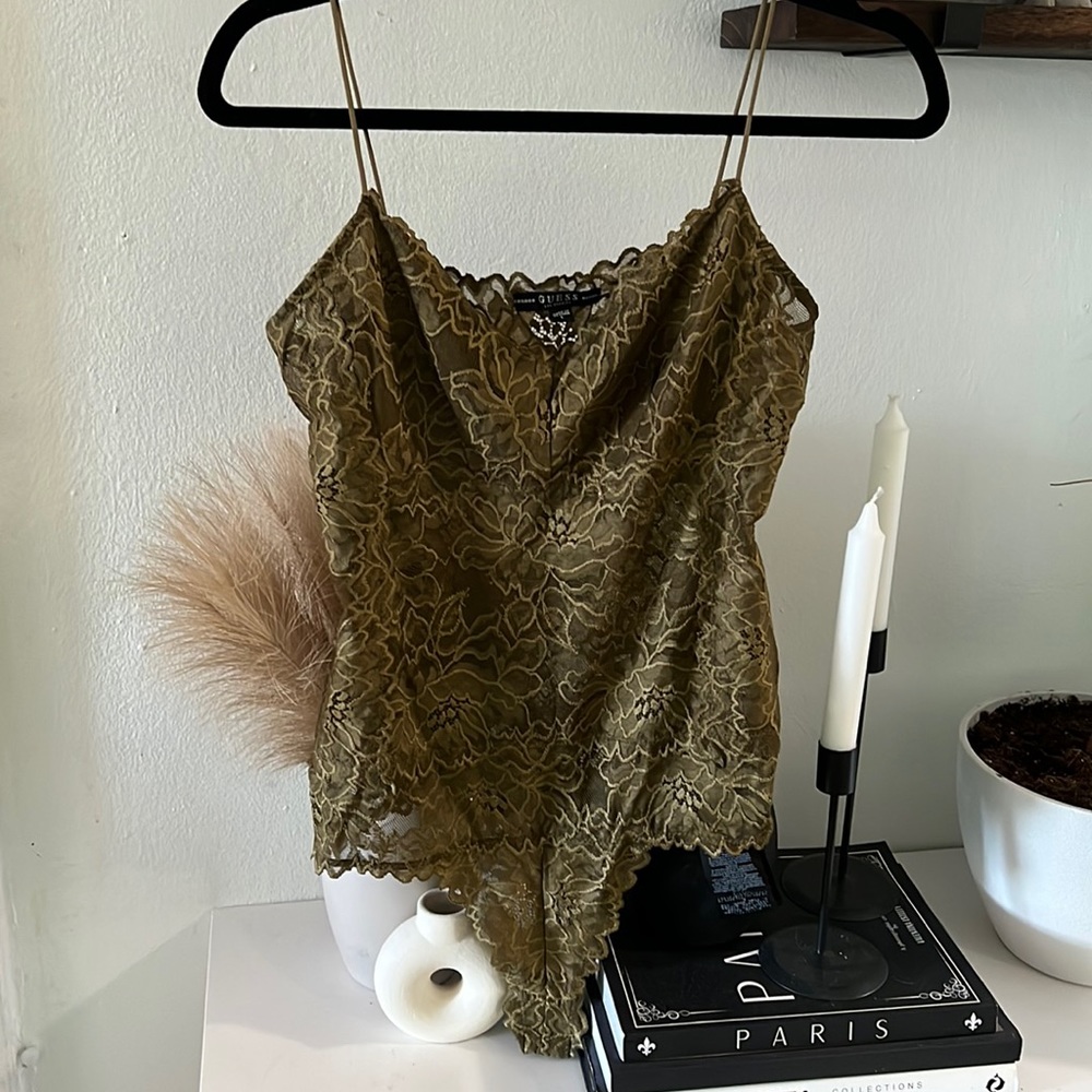 Olive Guess Lace Bodysuit